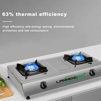 Réchaud portable à double brûleur Réchaud de cuisson au biogaz Table de cuisson au biogaz