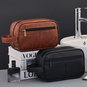 <span class=keywords><strong>Borsa</strong></span> da Viaggio Vintage in Pelle PU per Uomo, Grande Capacità, Organizer per Cosmetici, <span class=keywords><strong>Borsa</strong></span> Portatile per la Bellezza - Product Image 3