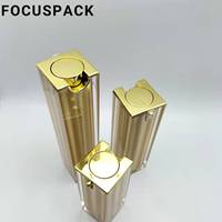 Flacon pompe sans air en plastique acrylique carré doré en gros, 15 ml-100 ml, sérigraphié à bon prix