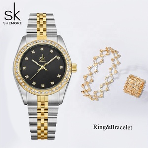 Shengke Bijoux Bracelets Bracelets Montres Ensembles Cadeaux De Luxe Pour Femmes Boîte Cadeau Gratuite Emballage Rempli D'or - Product Image 5