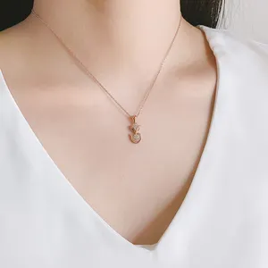 Thời Trang 925 Sterling Silver Fox Động Vật Mắt Đỏ Cubic Zirconia Mặt Dây Chuyền Vòng Cổ Cho Phụ Nữ