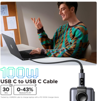 Cable USB-C a USB-C Ugreen L509, 100W PD, Carga Rápida, Pantalla LED, E-Marker, Cable de Datos Trenzado de Nailon para Laptop, Teléfono, Tableta