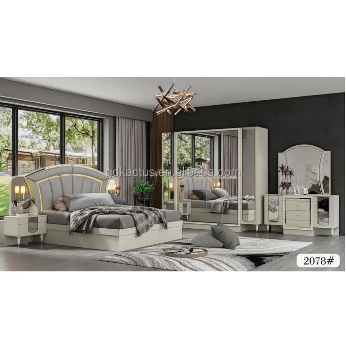 Mobiliário do quarto da província italiana clássica, luxuoso, king quarto, conjuntos de mobiliário, cama
