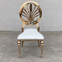 Chaise de banquet ronde à rayons dorés en acier inoxydable avec siège en PU pour mariage, vente en gros