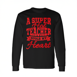 Camiseta de manga larga con estampado de Super Hot Teacher Stole My Heart, regalo del Día de San Valentín - Product Image 2
