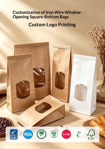 Kantong Kemasan Roti/Kue dari Kertas Kraft Anti Minyak, Lapisan Laminasi, Dasar Rata, Food Grade, Grosir - Product Image 3
