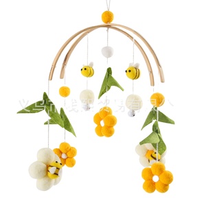 Nouveau vente chaude berceau en bois lit cloche dessin animé fleur enfants bébé <span class=keywords><strong>Puzzle</strong></span> apaiser fleur abeille lit cloche en gros - Product Image 2