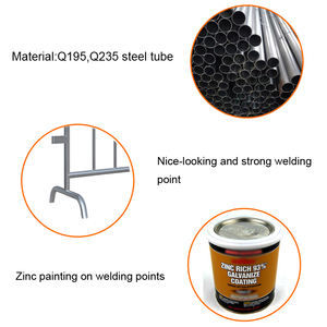 熱間浸漬亜鉛メッキ粉体塗装カスタムポータブル安全道路鉄製バリケード交通金属群衆制御バリアフラット - Product Image 4