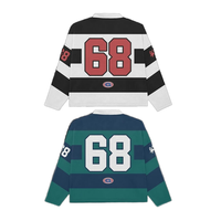 Jersey Rugby Vintage Pria Tonton Custom untuk Polo, Jersey Olahraga Lengan Panjang Bergaris Bernapas Berkualitas Tinggi, Kaos Rugby Polo