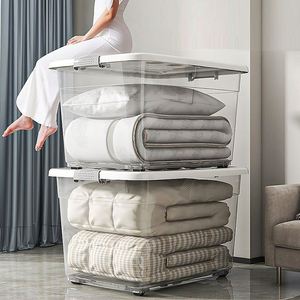 Plastic Transparent Storage <b>Box</b> Oversized and Thickened Suitable for Household Bedding <b>Moving</b> Miscellaneous Items Toys - Product Image 4