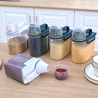Conteneur de stockage hermétique en PP sans BPA avec tasse graduée, anti-humidité/poussière/insectes, organisateur de cuisine pour légumineuses, céréales sèches, aliments pour animaux de compagnie