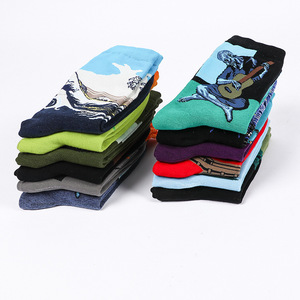 Calcetines de Verano con Diseño de Pintura al Óleo para Hombre y Mujer, Estilo Europeo-Americano Creativo, Modernos, de Algodón hasta la Pantorrilla - Product Image 2