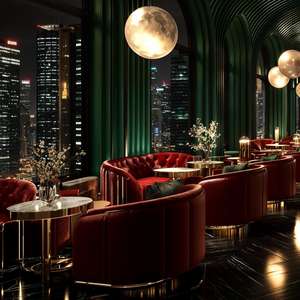 Bán buôn sang trọng màu xanh lá cây vải nhung khách sạn nhà hàng banquette chỗ ngồi gian hàng sofa với Vàng Thép không gỉ Bàn và ghế - Product Image 5