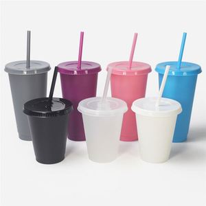 Homesun Mazoho 24Oz Bpa Free Coffee <b>Cup</b> Plastic Cold Water Color Changing Leak-Proof <b>Cups</b> with <b>Lid</b> <b>and</b> <b>Straw</b> Party Use - Product Image 1