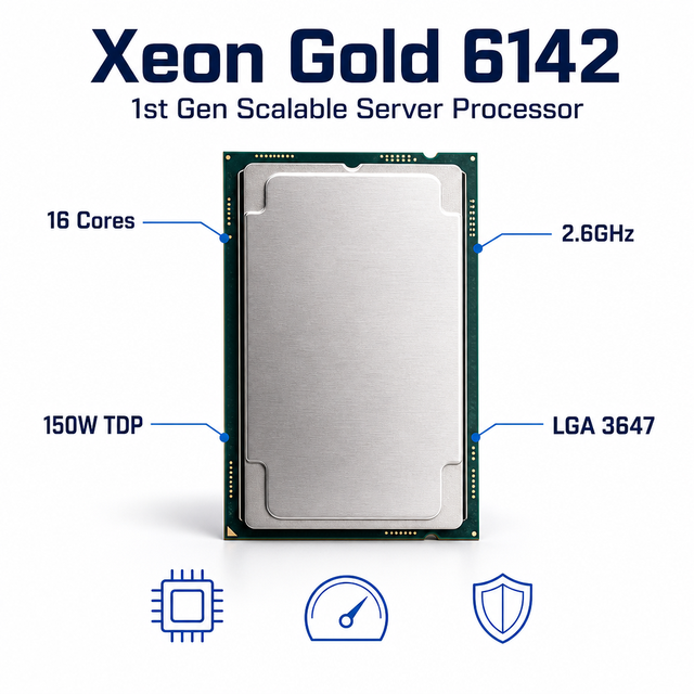 LGA3647 Server CPU Gold 6142 16 Core 2.6GHz 3.7GHz Turbo 22MB 150W TDP Data Center Processor