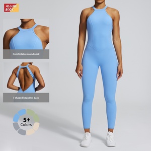 Cross-border Peach Butt Backless One-piece Yoga Suit Quick-drying Outdoor Waist-controlled Fitness Jumpsuit Tight <strong>Spaghetti</strong> - Product Image 3