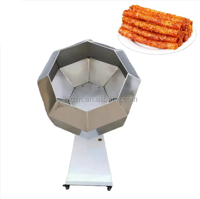 ड्रम तले हुए खाद्य आलू के चिप्स स्नैक मसाला मशीन/अष्टकोणीय मूंगफली मसाला कोटर मिक्सर