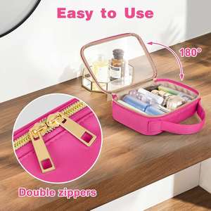 3-Pack <b>Clear</b> PVC Cosmetic <b>Bags</b> & Cases Quart Size Handles Black Airport Compliant for <b>Toiletry</b> <b>Bag</b> - Product Image 3