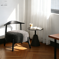 Fauteuil de salon moderne en bois avec dossier incurvé, style Wabi Sabi de luxe, en tissu bouclé, pour salon