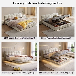 Moderno semplice 1.8m <span class=keywords><strong>letto</strong></span> <span class=keywords><strong>matrimoniale</strong></span> stile crema King Size Puff <span class=keywords><strong>letto</strong></span> con morbido latte velluto <span class=keywords><strong>letto</strong></span> nuziale camera da <span class=keywords><strong>letto</strong></span> principale - Product Image 3