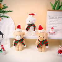 Gantungan Kunci Boneka Beruang Natal Lucu Grosir, Syal Merah Muda, Boneka Penghilang Stres Lembut, Ornamen OEM