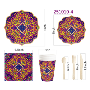 DAMAI Nuevo Juego de Vajilla Desechable Personalizado con Temática de Feliz Cumpleaños, Platos, Vasos y Servilletas de Papel Retro - Product Image 5