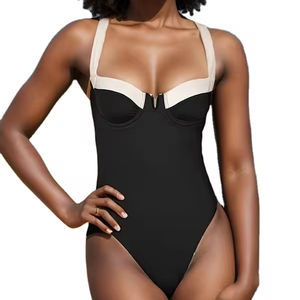 Traje de baño retro sexy de color sólido para mujer, ropa de playa, bikini de acero, conjunto de Bikini en la espalda - Product Image 1