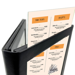 Libro de Menú LED Negro con MOQ Bajo, 4 Páginas, Tamaño A4, Porta Menús Iluminado, Recargable, con Luz LED - Product Image 3