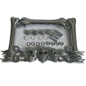 Cadre de plaque d'immatriculation de <span class=keywords><strong>moto</strong></span> avec motif de crâne - Plaque d'immatriculation fantaisie en plastique ABS pour Harley, Chopper et motos personnalisées - Product Image 5