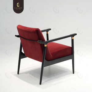 Antika özel kırmızı şarap oturma odası ahşap kumaş koltuklar - Product Image 4