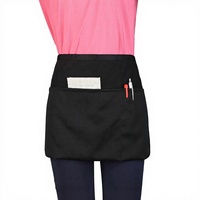 Tablier de Serveur Personnalisé Uni Lavable et Réutilisable en Polyester Noir avec 3 Poches pour Restaurant, Hôtel, Uniforme Professionnel – Vente en Gros
