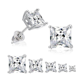 Pendientes de moda con piedra principal cuadrada de 8 mm x 8 mm, estilo para las cuatro estaciones - Product Image 1