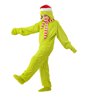 Costume Natalizio Luolan da Goblin Verde con Capelli Verdi, Tuta Corta in Peluche per Bambini dai 3 agli 8 Anni - Product Image 5