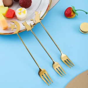 Cuchara de café de acero inoxidable 304, cuchara creativa de acero inoxidable con diseño de gato de dibujos animados, cuchara para remover café de acero inoxidable, cuchara para postre. - Product Image 3