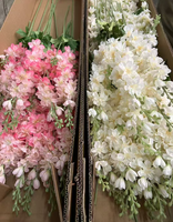 Bunga Delphinium Buatan Berkualitas Tinggi, Bunga Sutra Tangkai Panjang Larkspur 2 Cabang, Bunga Delphinium Biru untuk Dekorasi Rangkaian Pernikahan