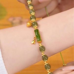 2022 Fashion Jewelry Wholesale Natural Bamboo Jade <b>Bracelet</b> Crystal Gemstone <b>Beads</b> Jade Handmade Link <b>Bracelet</b> for Women - Product Image 3