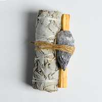 Großhandel California Sage White Sage Smudge Kit Roh kristalle Palo Santo Aroma therapie Set Home Energy Cleansing Gravur