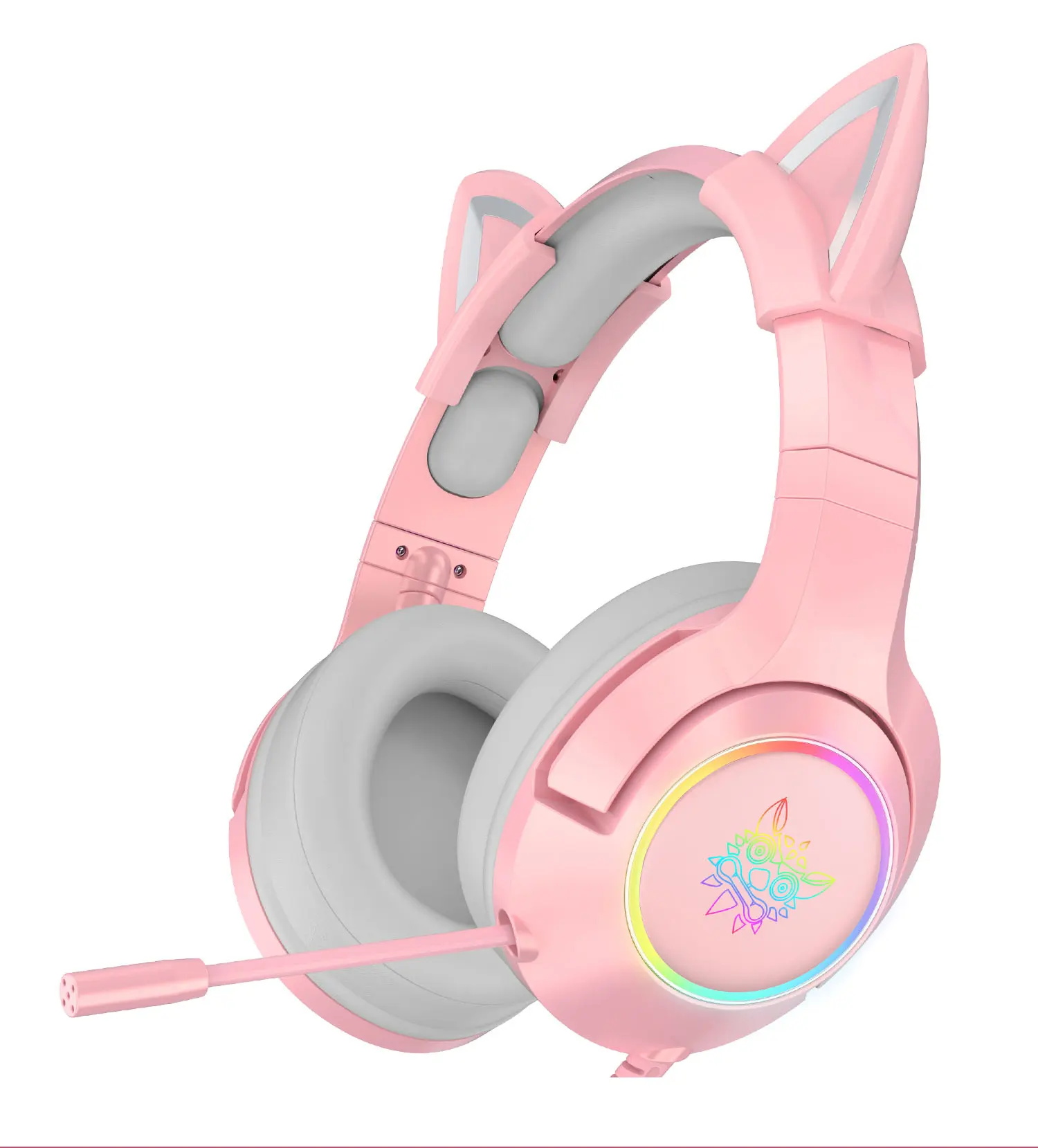 2021 Onikuma K9 7.1 Kabel gebundene RGB Pink Cat Ear Gaming Headset <span class=keywords><strong>Kopfhörer</strong></span> mit Mikrofonen für PS4 Gamer