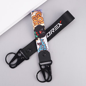 Custom Fashion Woven <b>Polyester</b> Wrist Short <b>Lanyard</b> with Embroidered Logo and Offset Printing <b>Lanyards</b> Keychain - Product Image 2
