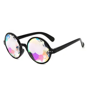 Lunettes de soleil holographiques rondes pour hommes et femmes,, uvd, Festival, Rave, marque