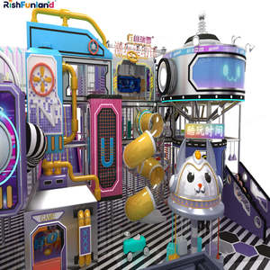 Équipement de jeu interactif commercial pour enfants coloré sur le thème des parcs d'attractions, personnalisé en gros, aire de jeux intérieure pour enfants avec toboggan - Product Image 5