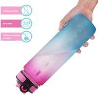 Gourde de sport Olerd 1L en Tritan à dégradé de couleurs avec paille et corde tressée pour le camping – Boisson directe, anti-fuite et sans BPA