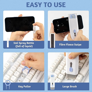 Kit de nettoyage 7-en-1 pour clavier d'ordinateur, brosse et stylo de nettoyage pour écouteurs, outils pour casque et téléphone, et nettoyage de touches de clavier - Vente en gros - Product Image 6