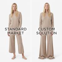 Extra lange, hochtaillierte, gerippte Strickhose mit weitem Bein für große Frauen, 36 Zoll Beinlänge, Loungewear, kundenspezifische OEM-Fertigung