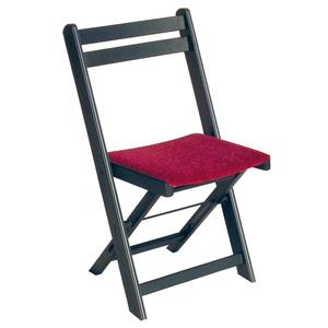 Sedia pieghevole in legno, verniciata di nero, cuscino rosso per seduta - Product Image 1