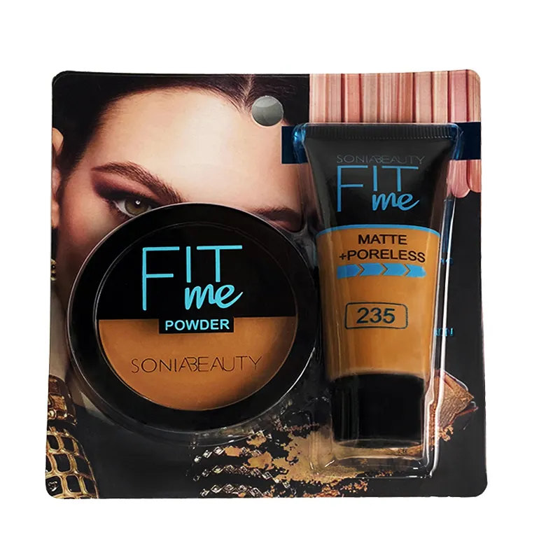Full Cover Makeup Dark Skin Foundation Poudre pressée compacte et correcteur