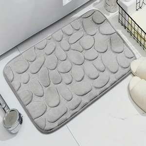 FIGOO - <span class=keywords><strong>Tapis</strong></span> <span class=keywords><strong>de</strong></span> bain moderne en mousse à mémoire <span class=keywords><strong>de</strong></span> forme, séchage rapide, super absorbant, <span class=keywords><strong>antidérapant</strong></span>, effet pierre, <span class=keywords><strong>pour</strong></span> la maison - Vente chaude - Product Image 2