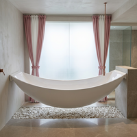 Baignoire flottante moderne en acrylique de couleur blanche, baignoire autoportante, spa intérieur, bain à remous, baignoire de massage pour 1 personne