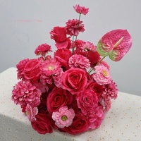 Bouquet de roses artificielles en soie rose vif 60/40/30CM, centre de table pour mariage, décoration d'allée