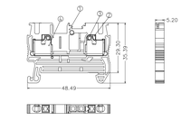 Kton PT 2.5 Bornier à ressort rapide en plastique PA et laiton, à montage sur panneau, installation sans vis, pour rail DIN, 800V 24A